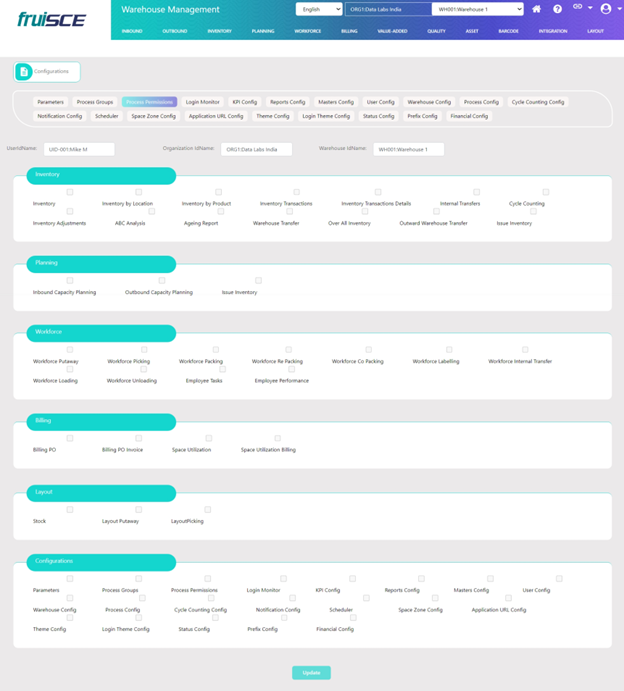 Process Permissions Screen
