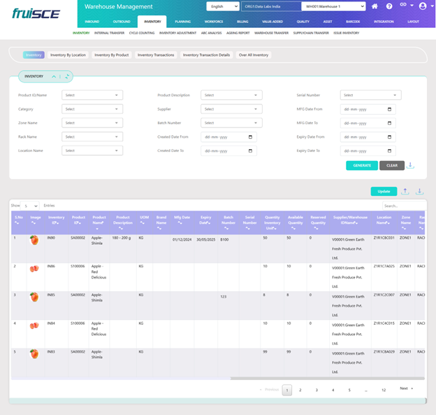 Replenishment Screen